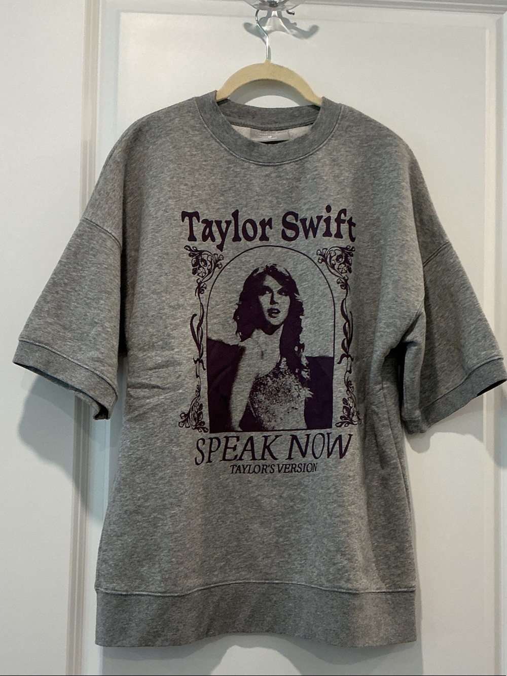 Taylor Swift Speak Now (Taylor’s Version) Grey Fleece Short Sleeve Tee Shirt